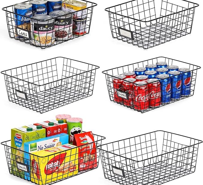 6 Pack Extra Large Wire Storage Baskets For Organizing