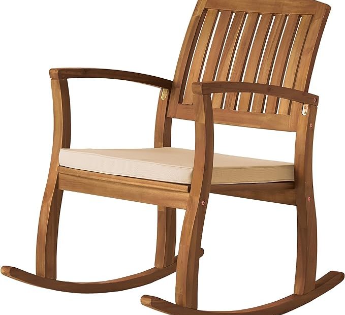 Christopher Knight Home Selma Acacia Rocking Chair With Cushion, Teak Finish